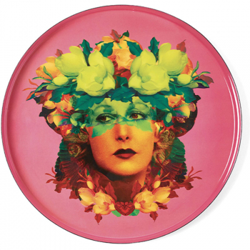 Gangza Rosana round tray, paint Lacquer multicolor,
